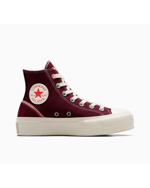 Converse Chuck Taylor All Star Lift Platform Mixed Material in Red Lyst UK