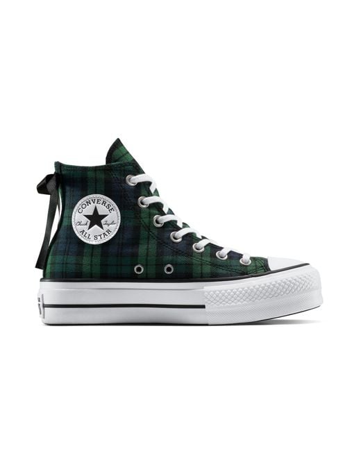 Converse Blue Chuck Taylor All Star Lift Platform Plaid