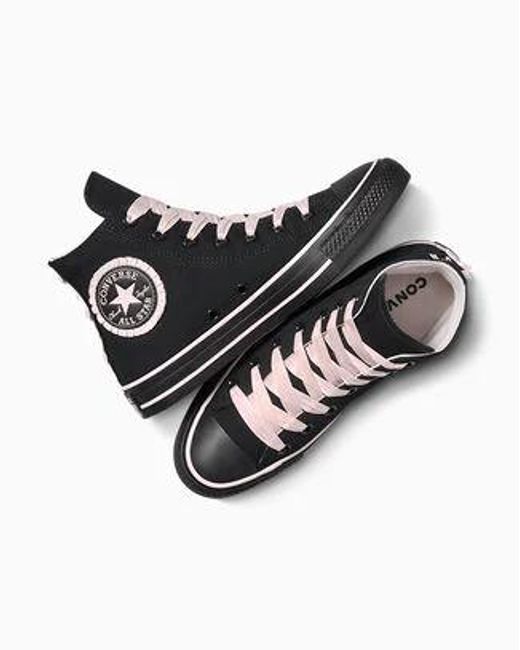 Converse Chuck Taylor All Star Ribbon Canvas in Black | Lyst