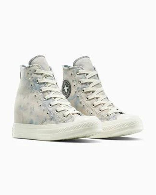Converse Gray Chuck 70 Wedge Platform Washed Denim
