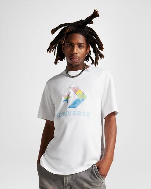 Converse Star Chevron Landscape T shirt in White for Men Lyst UK