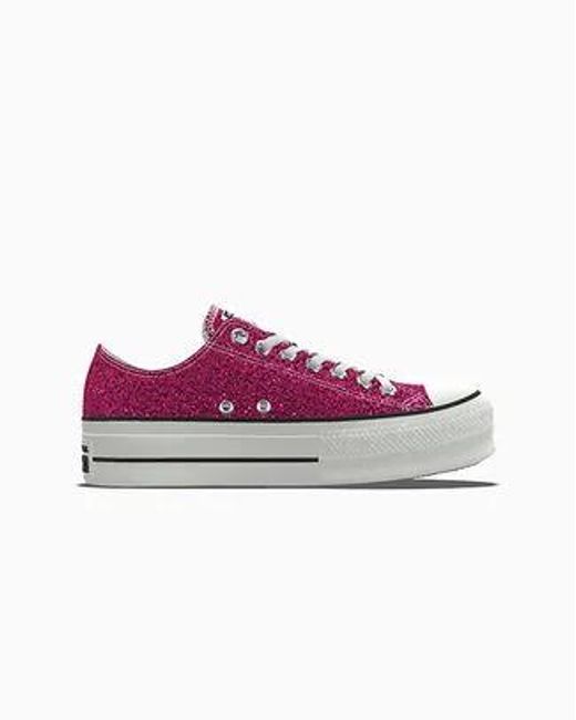 Converse Purple Custom Chuck Taylor All Star Lift Platform Glitter By You