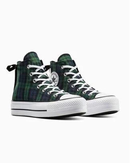 Converse Blue Chuck Taylor All Star Lift Platform Plaid