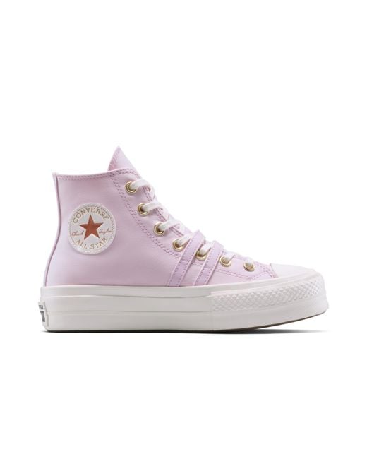 Converse Gray Chuck Taylor All Star Lift Platform Buckle Canvas For