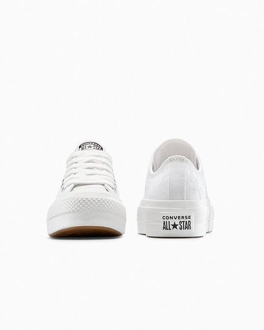 Converse White Chuck Taylor All Star Lift Platform Embroidered Flowers