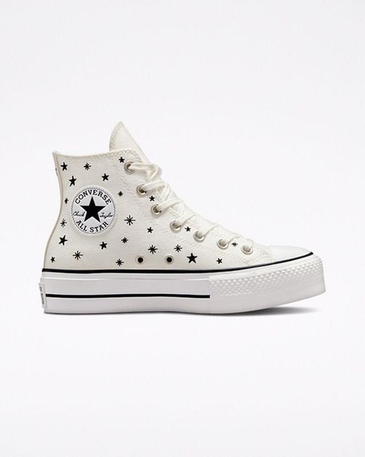 converse all star lift platform embroidered stars