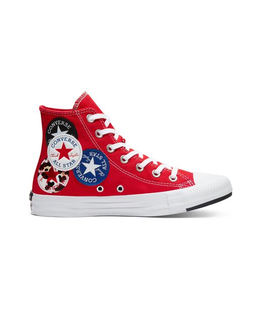 Converse All Star Multi Logo Hi in Red for Men | Lyst
