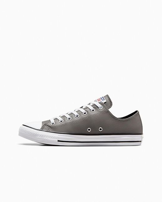 Grey leather 2024 converse high tops