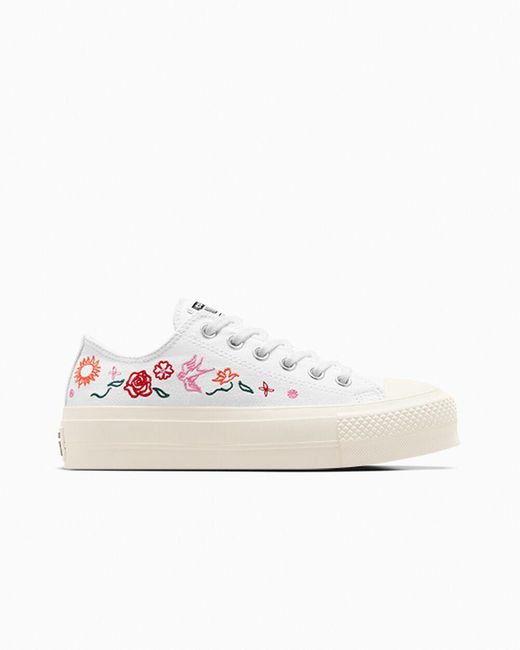 Converse White Chuck Taylor All Star Lift Platform Summer Embroidery for men
