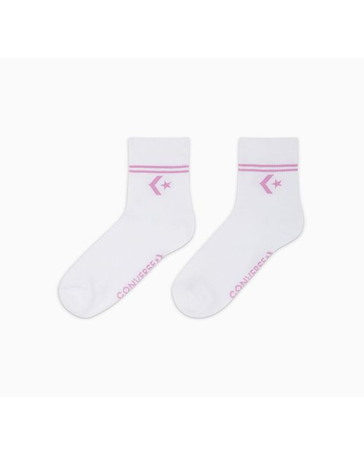 Converse White 2-Pack Double Stripe Ankle Socks