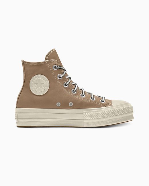 Converse Natural Custom Chuck Taylor All Star Lift Platform Leather By You