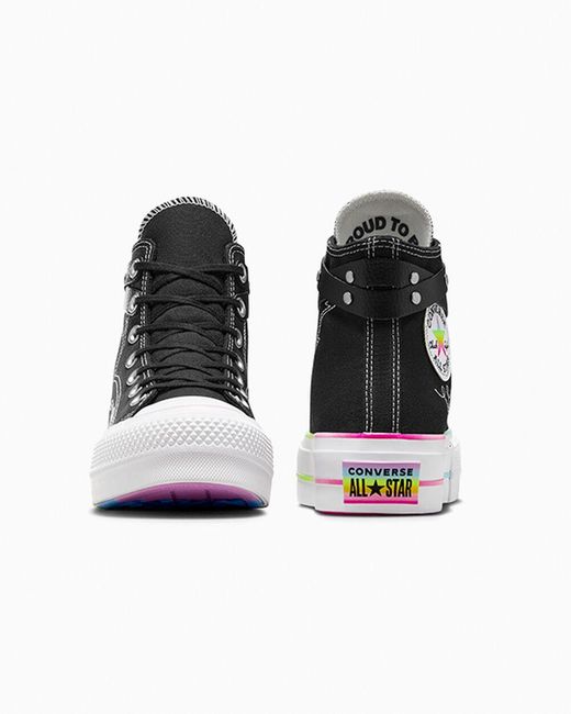 Converse Black Chuck Taylor All Star Lift Platform Pride