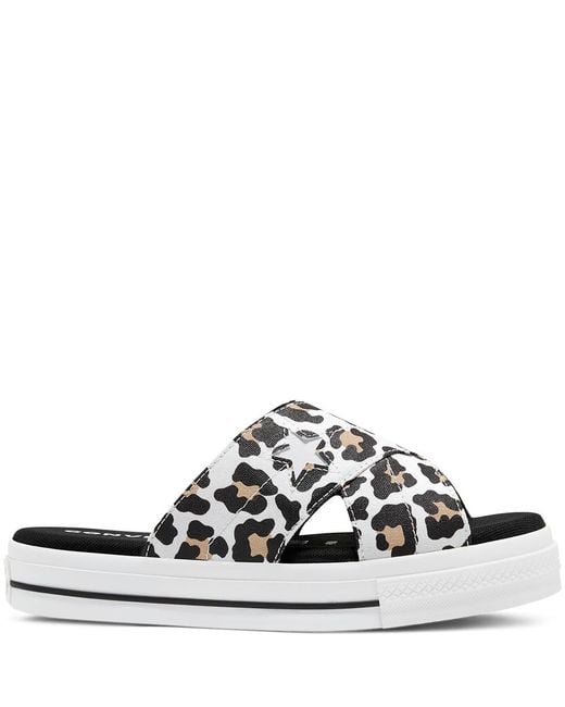 Converse Twisted Leopard One Star Sandal Slip in Black | Lyst UK