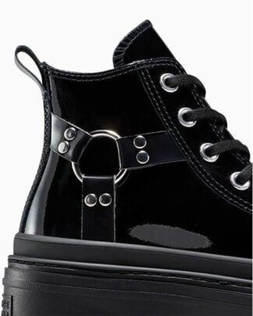 Converse Black Chuck Taylor All Star Lugged Heel Platform Patent Leather For
