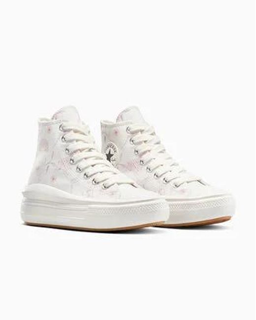Converse White Chuck Taylor All Star Move Platform Flowers