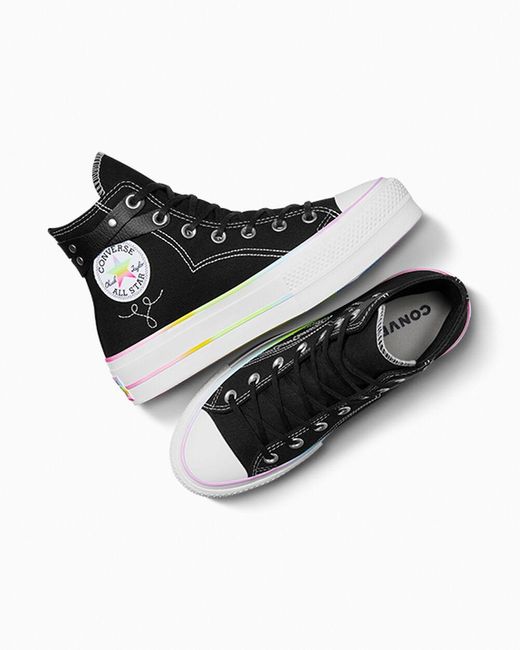 Converse Black Chuck Taylor All Star Lift Platform Pride