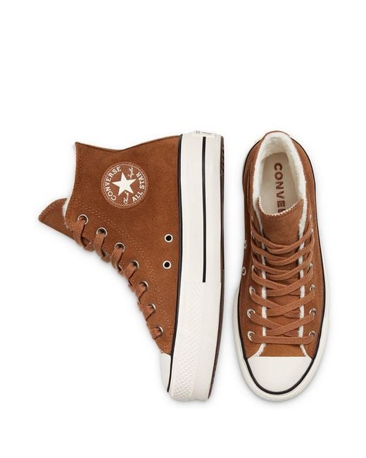 Converse Cozy Club Platform Chuck Taylor All Star High Top in Brown | Lyst  UK