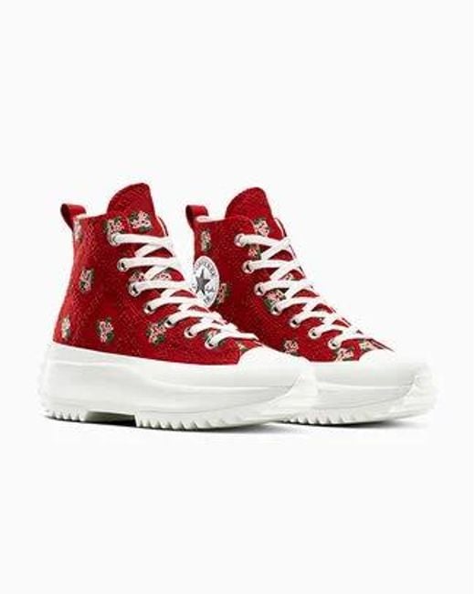 Converse Red Run Star Hike Platform Rose Cross Stitch Canvas For