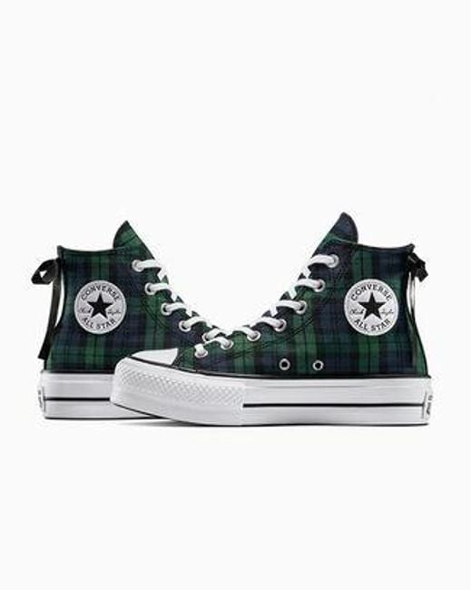 Converse Blue Chuck Taylor All Star Lift Platform Plaid