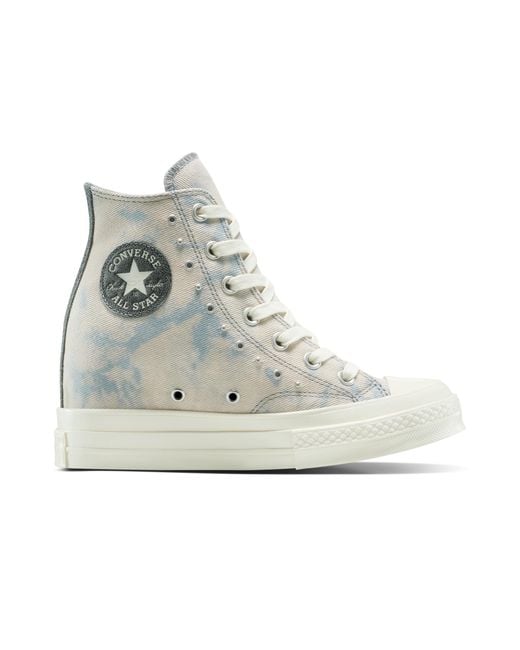 Converse Gray Chuck 70 Wedge Platform Washed Denim Cotton For