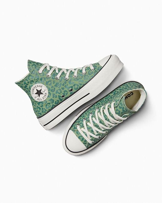 Converse Green Chuck Taylor All Star Lift Platform Leopard