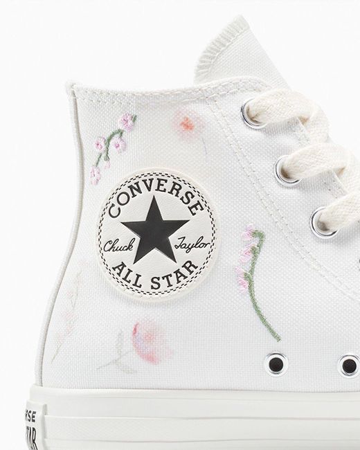 Converse White Chuck Taylor All Star Embroidered Flowers