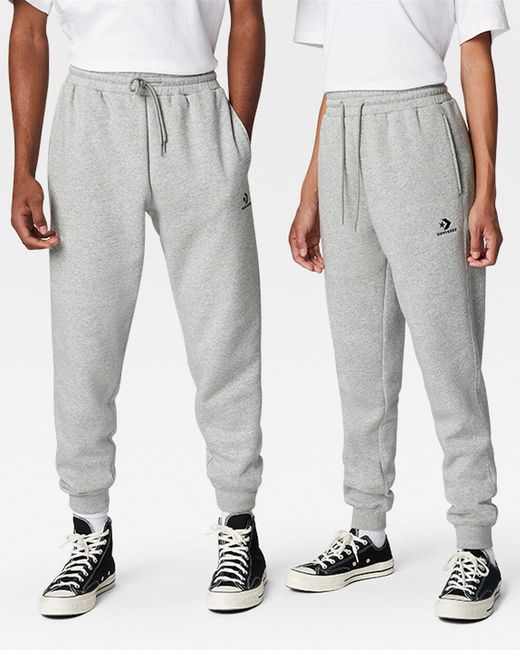 Converse Gray Go-to Embroidered Star Chevron Standard-fit Fleece Sweatpant