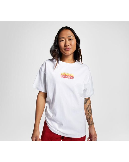 Converse White Flaming Logo Oversized T-shirt