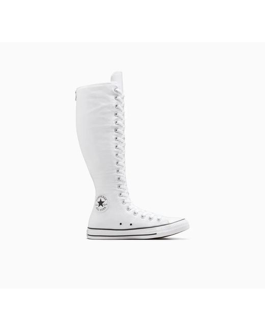 Converse White Knee-High Canvas Flame Sneakers