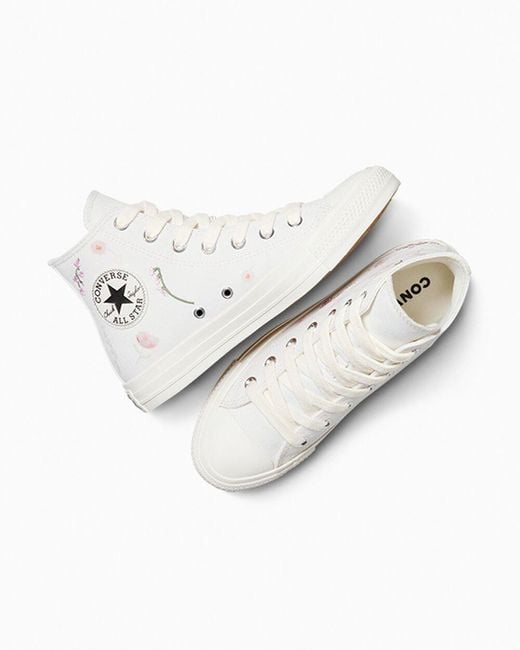 Converse White Chuck Taylor All Star Embroidered Flowers