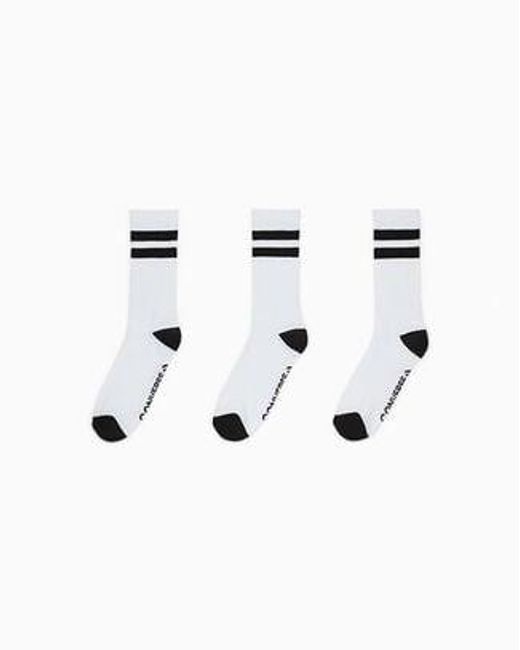 Converse White 3-Pack Double Stripe Crew Socks For