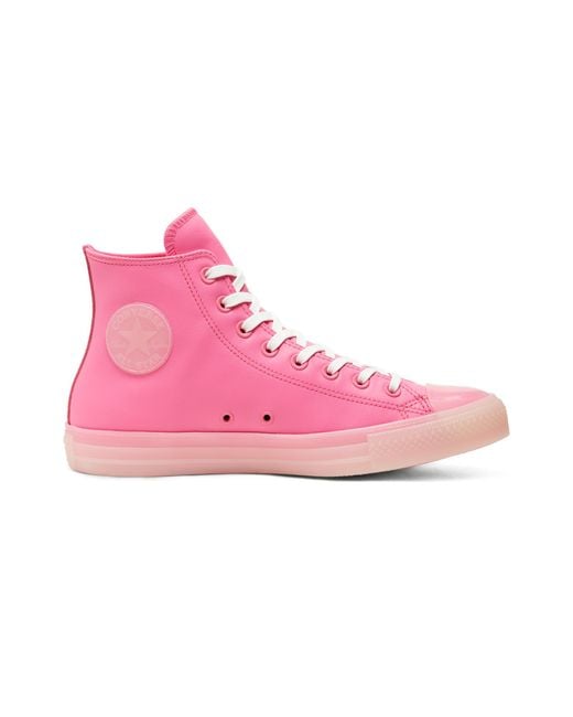 Converse Neon Leather Chuck Taylor All Star in Pink | Lyst