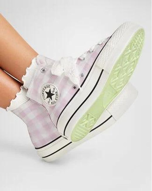 Converse White Chuck Taylor All Star Lift Platform Gingham