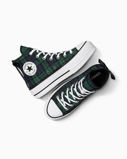 Converse Blue Chuck Taylor All Star Lift Platform Plaid