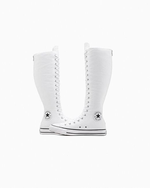 Converse White Knee-High Canvas Flame Sneakers