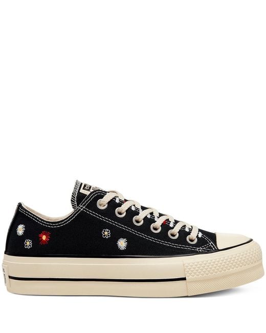 Converse Black Embroidered Floral Platform Chuck Taylor All Star