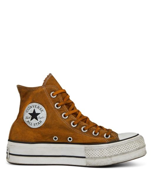 Converse Distressed Colour Platform Chuck Taylor All Star High Top in Brown  | Lyst UK