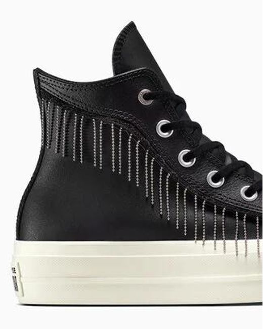 Converse Black Chuck Taylor All Star Platform Western Glam Leather For