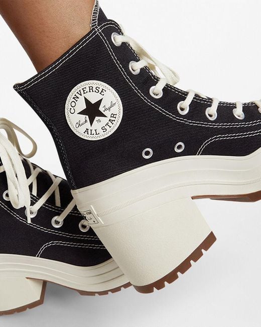 Converse Chuck 70 Brand-patch Canvas Heeled Trainers in Black | Lyst UK