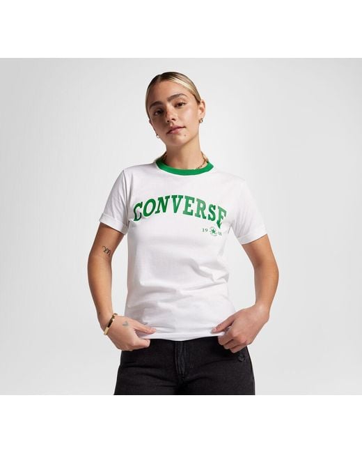 Retro Ringer T-Shirt Converse en coloris White