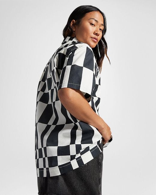 Converse Black Checkered Short Sleeve Button-down Shirt
