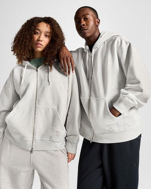 Converse grey zip hoodie sale