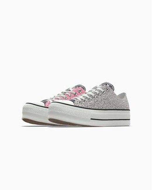 Converse White Custom Chuck Taylor All Star Lift Platform Glitter By You