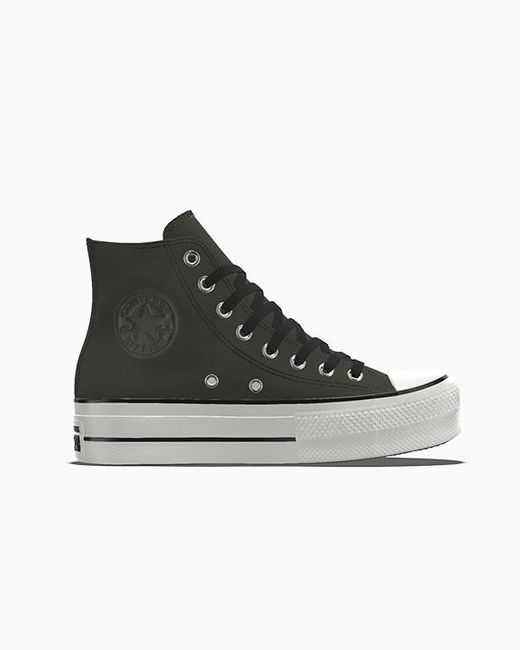 Converse Black Custom Chuck Taylor All Star Lift Platform Leather By You
