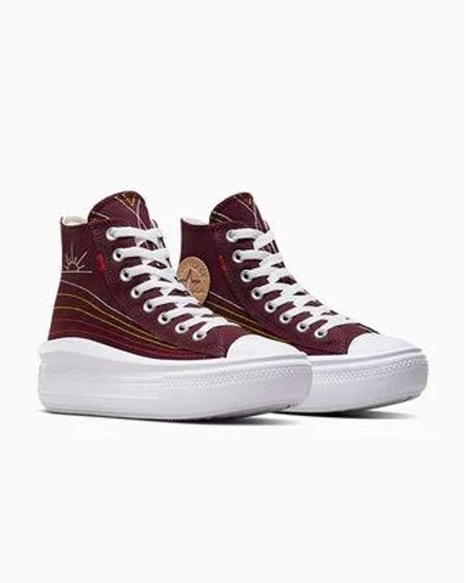 Converse Purple Chuck Taylor All Star Move Platform Western Stitch Canvas For