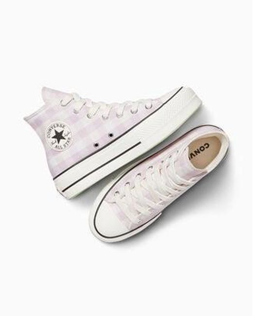 Converse White Chuck Taylor All Star Lift Platform Gingham