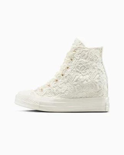 Converse White Chuck 70 Wedge Platform Crocheted Satin