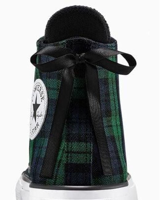 Converse Blue Chuck Taylor All Star Lift Platform Plaid