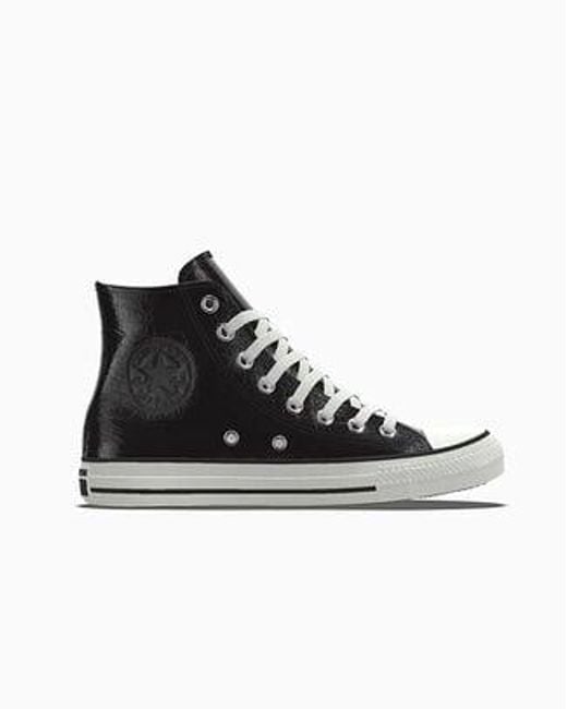 Converse Black Custom Chuck Taylor All Star Leather By You
