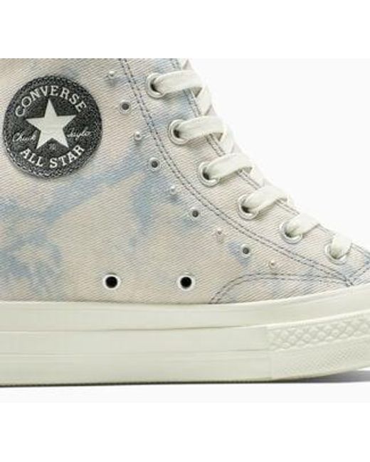 Converse Gray Chuck 70 Wedge Platform Washed Denim Cotton For